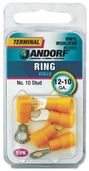 Jandorf 60995 Vinyl Insulated Terminal Ring, Yellow, 12-10 AWG