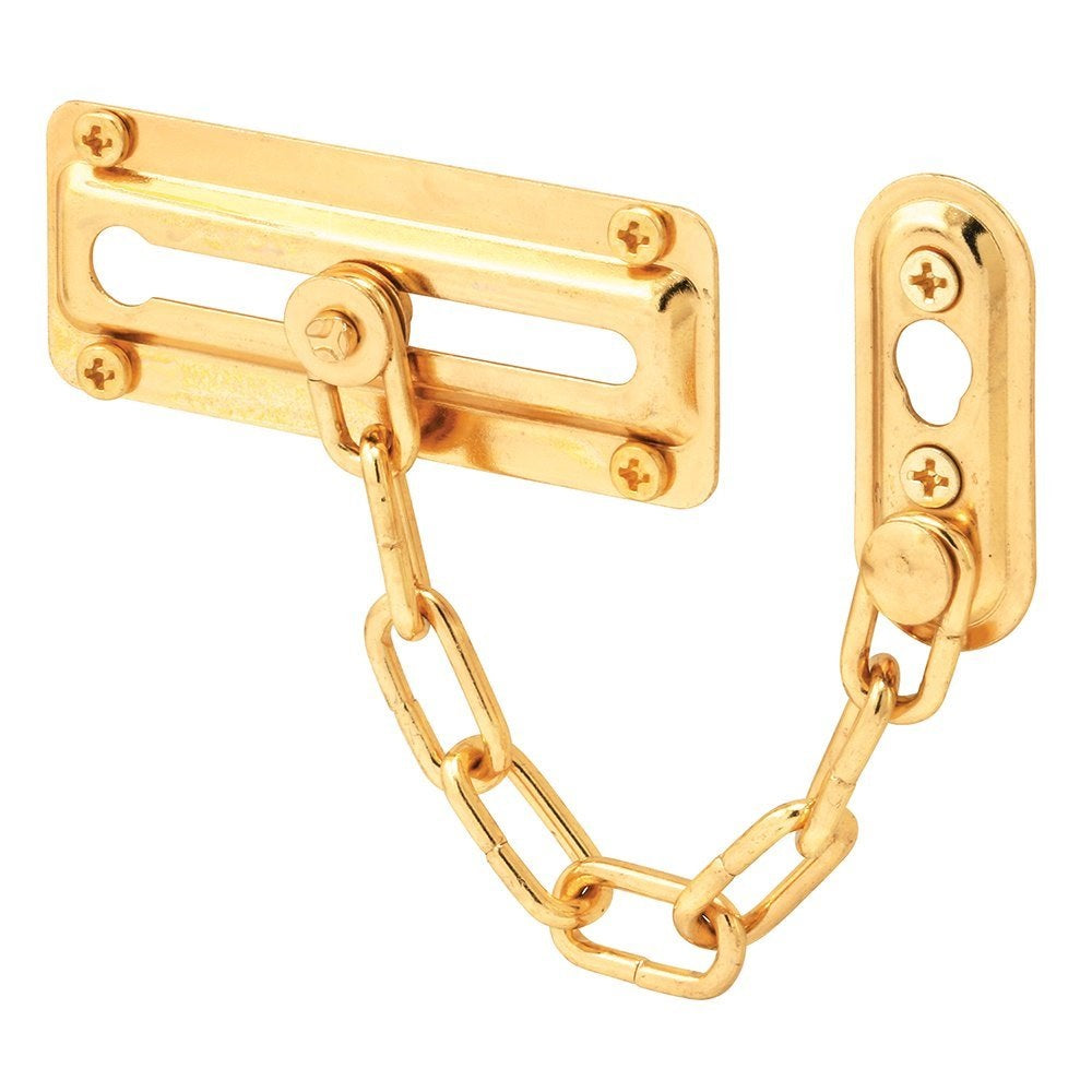 Prime Line U 9905 Chain Door Guard, 3-7/16", Brass Finished