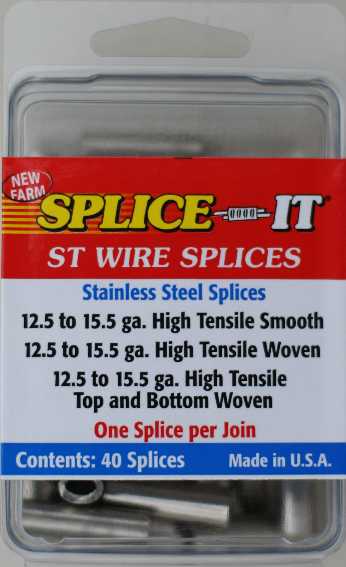 New Farm ST5 Splice-It Stainless Steel Fence Splices, 40-Count