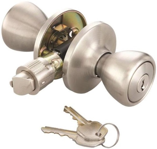 Prosource T-5764SS-ET Mobile Home Entry Knob Lockset, Stainless Steel