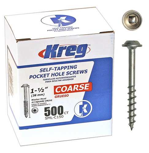 Kreg SML-C150-500 Coarse Maxi-Loc Pocket Hole Screw, 1-1/2",500Ct