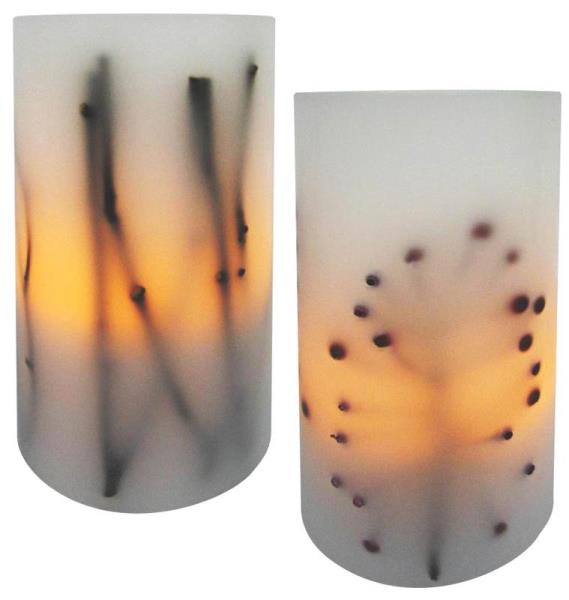 Holiday Basix E03403 Flameless Real Wax LED Piller Candle, 6"