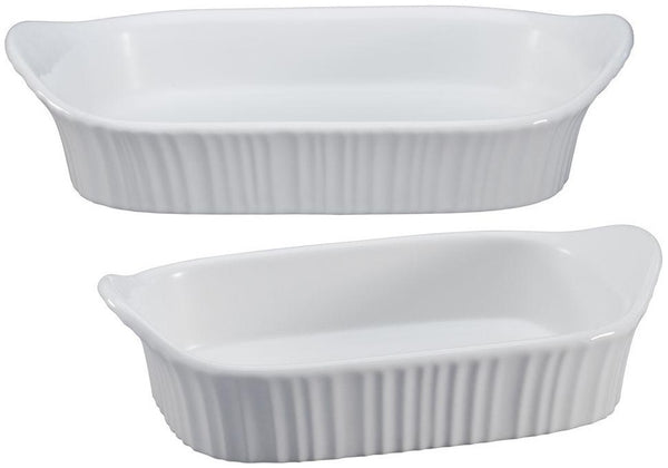 Corningware 1115855 2-Piece Ceramic Bakeware Set, French White