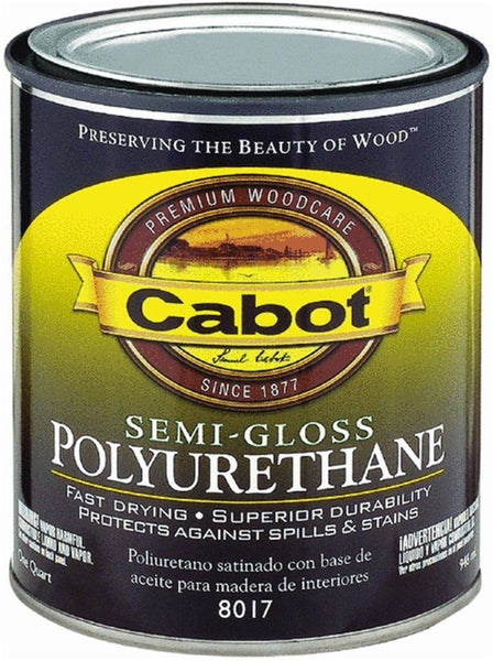 Cabot 8017 Oil Based Interior Polyurethane, 1 Quart, Semi-Gloss