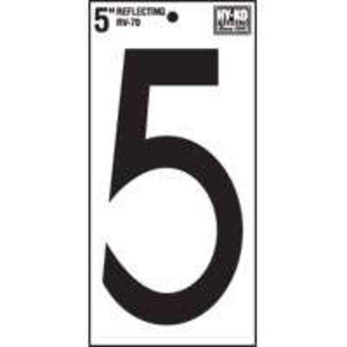 Hy-Ko RV-70/5 Reflective Self-Adhesive Vinyl Number, 5"