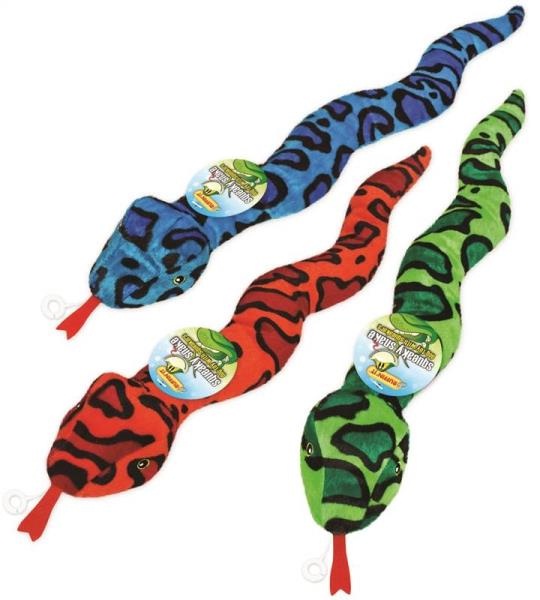 Ruffin&#039; It 16292 Squeaking Plush Snake Dog Toy, Assorted Colors