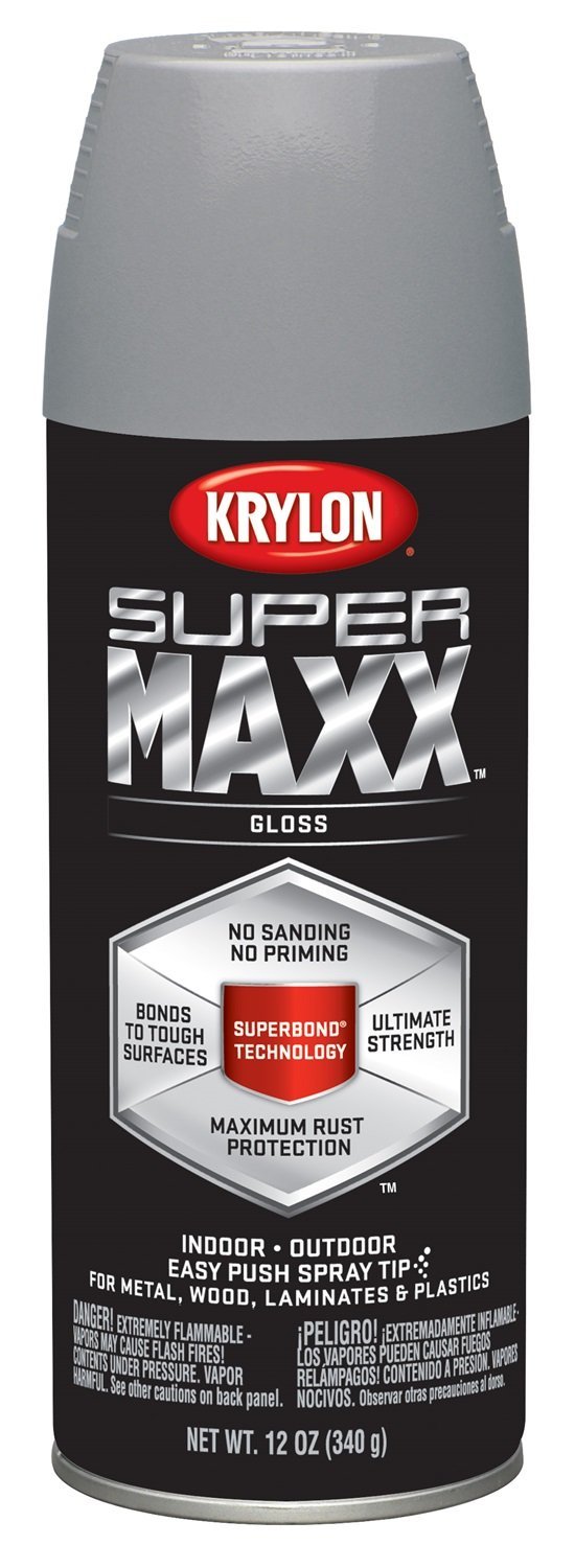 Krylon K08963000 SUPERMAXX Spray Paint, Gloss Piston Gray, 12 Oz