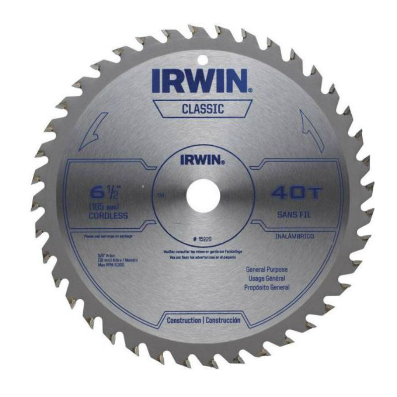 Irwin 15220 Classic Series Circular Saw Blade, 6-1/2", 40-Teeth