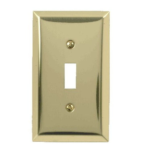 Amertac 163TBR Traditional 1 Toggle Wallplate, Polished Brass