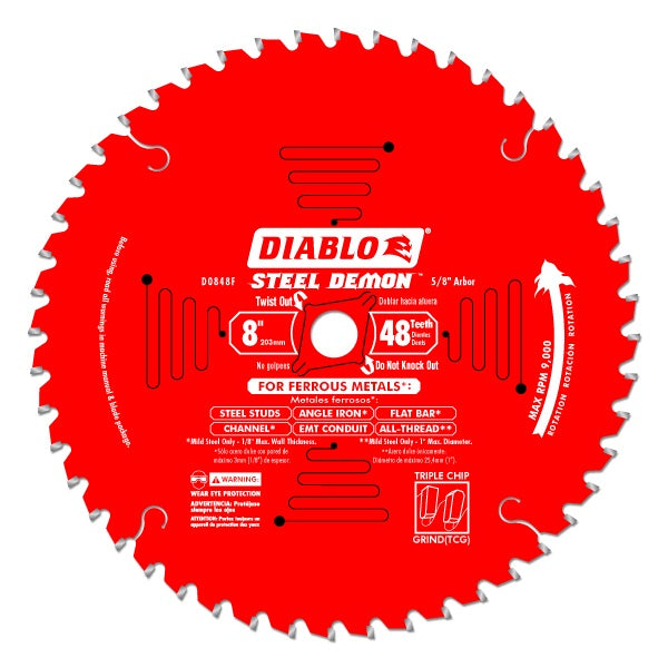 Diablo D0842CF Steel Demon Metal Cutting Saw Blade, 8" x 48 Teeth
