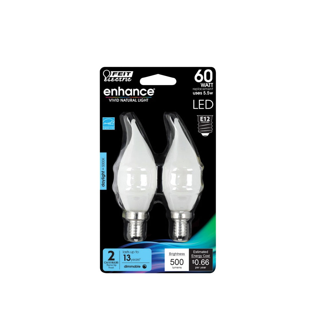 Feit Electric BPCFF60950CAFL2 Enhance Flame Tip Filament LED Bulb, 5.5 W