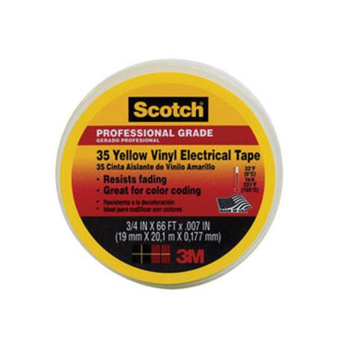 Scotch 10844-DL-5 Professional Grade #35 Vinyl Electrical Tape, 3/4"x66', Yellow