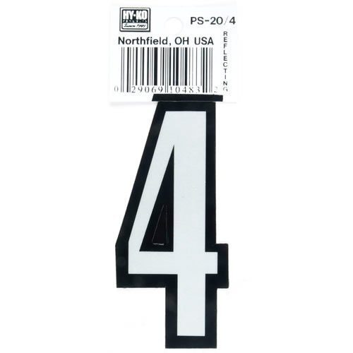 Hy-Ko PS-20/4 Reflective Vinyl House Number 3-1/4", #4