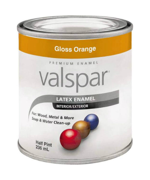 Valspar 410-0065018-003 Premium Latex Enamel, Orange, 1/2 Pint