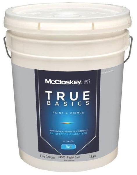 McCloskey 14501 True Basics Interior Latex Flat Paint, Pastel Base