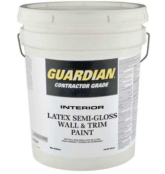 Valspar 44-457 Guardian Interior Latex Semi-Gloss Wall Paint, Dover White, 5 Gallon