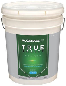 McCloskey 14551 True Basics Exterior Latex Flat Paint, 5 Gallon, Pastel Base