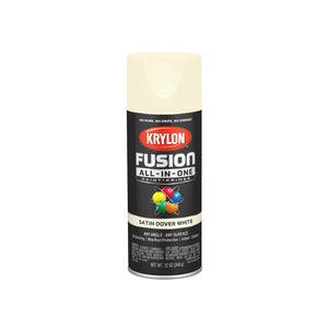 Krylon K02737007 Fusion All-In-One Spray Paint, Satin Dover White, 12 Ounce