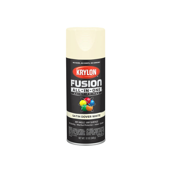 Krylon K02737007 Fusion All-In-One Spray Paint, Satin Dover White, 12 Ounce