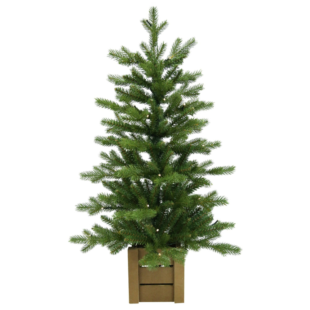 Santas Forest 27447 Crate Base Prelit Christmas Tree, 3 Ft