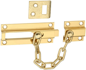National Hardware N198-036 Sliding Dead Bolt/Chain Guard, Polished Brass
