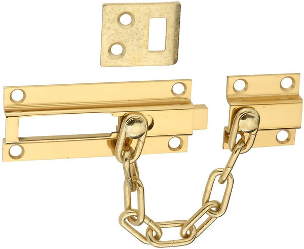 National Hardware N198-036 Sliding Dead Bolt/Chain Guard, Polished Brass