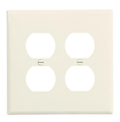 Cooper Wiring PJ82A Two Gang Outlet Receptacle Plate, Almond
