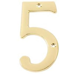 Mintcraft N-Z045PB House Number #5, Polished Brass, 4"