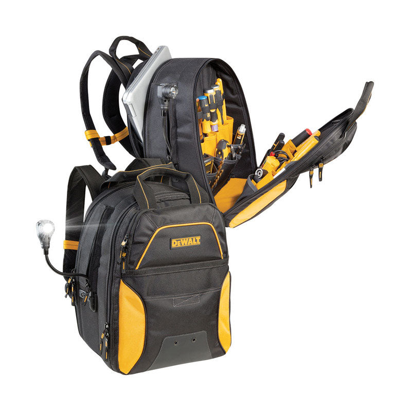 Dewalt DGCL33 33-Pocket Lighted USB Charging Tool Backpack, Ballistic Polyester, 21-1/2"
