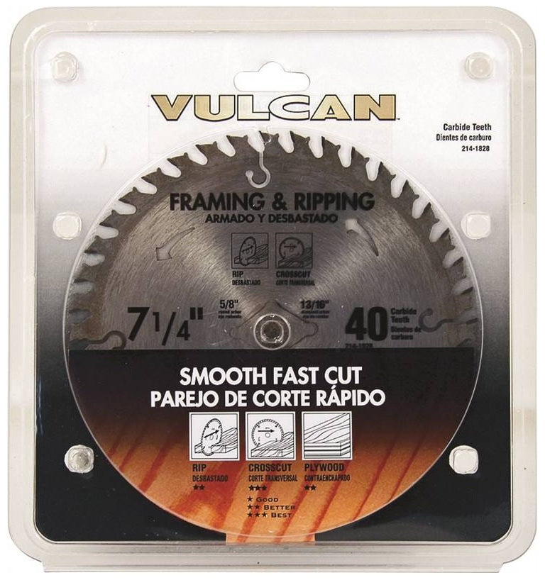 Vulcan 415561OR Smooth Fast Cut Circular Saw Blade, 7-1/4" Dia