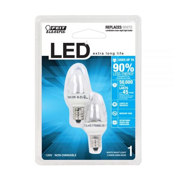 Feit Electric BPC7/LED Accent Night Light Bulb, 120 Volt