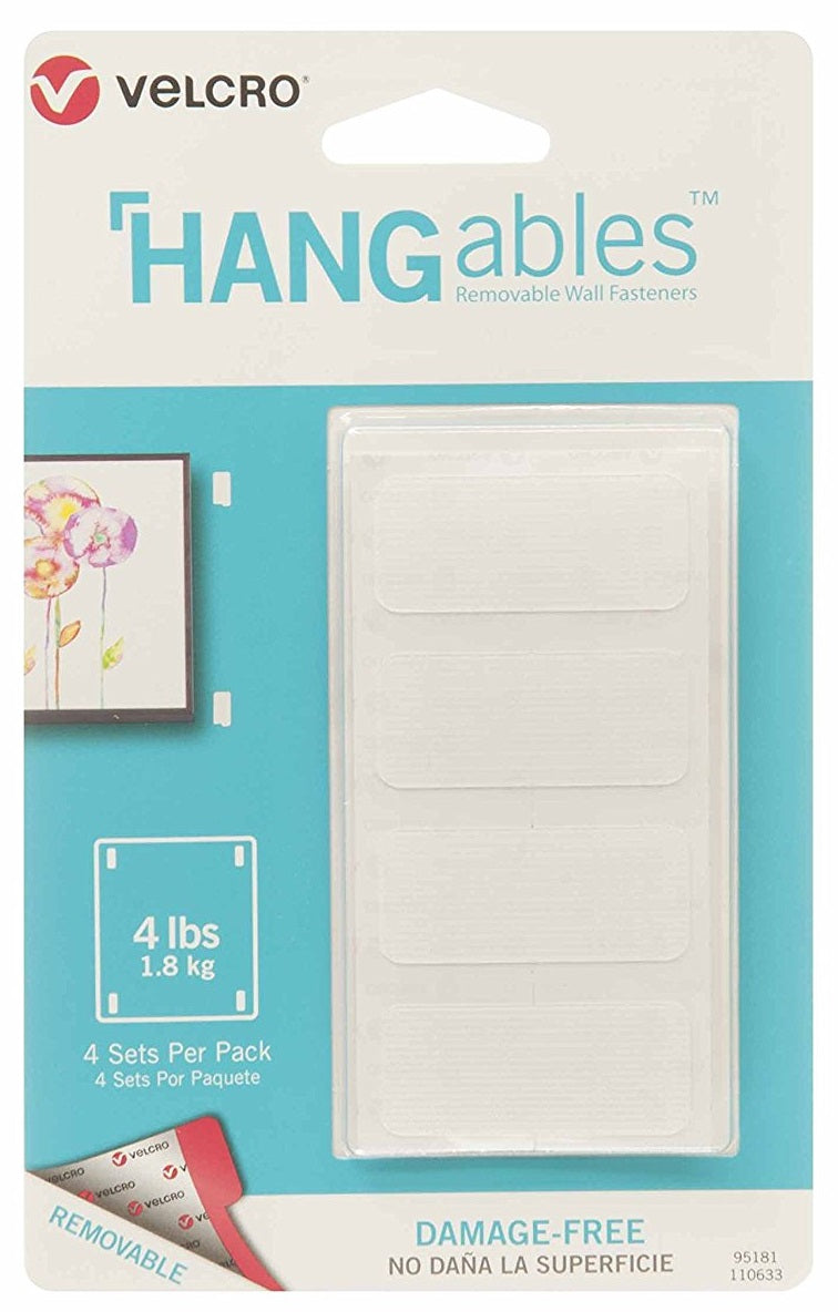 Velcro 95181 HANGables Removable Wall Fastener, White, 1-3/4" L x 3/4" W