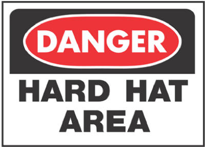 Hy-Ko 507 Danger Hard Hat Area Sign, 10" x 14"