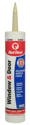 Red Devil 084620 Window And Door Siliconized Acrylic Caulk, Almond, 10.1 Oz