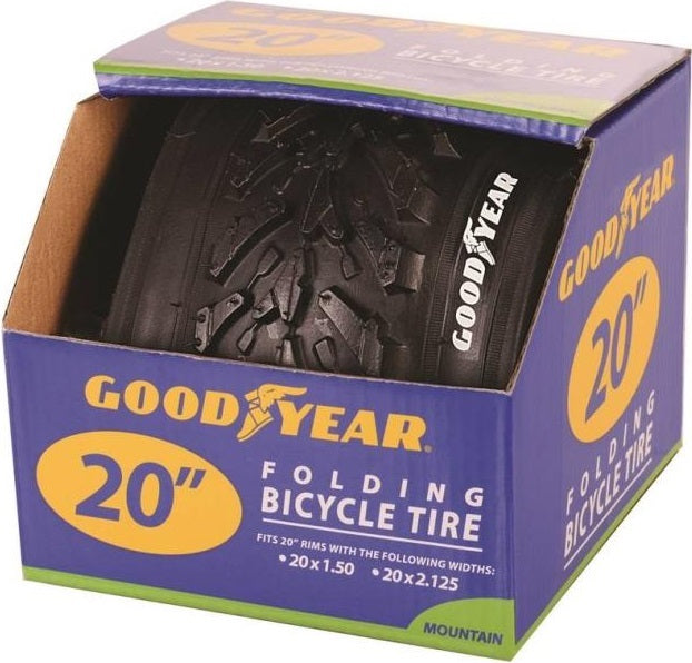 Goodyear 95101 Folding Bicycle Mountain Bike Tire, 20"  x  2.125", Black