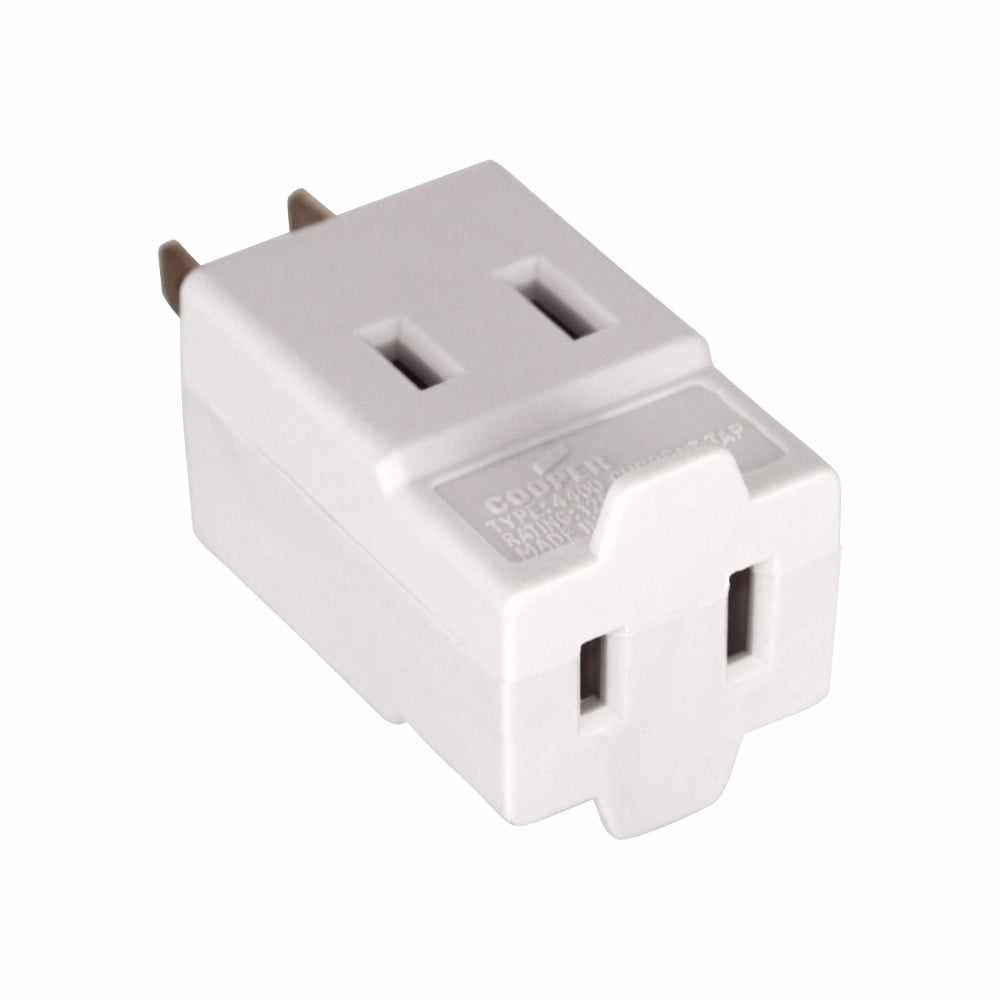Pass & Seymour 4400WCC10 Vinyl Cube Tap, 15A, 125V, White