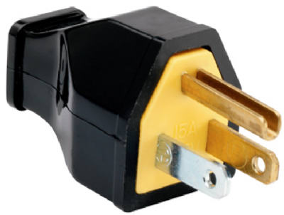 Pass & Seymour Straight Blade Plug, 15A, 125V, Black