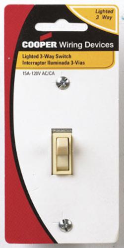 Cooper Wiring C1303-7LTV 3-Way Lighted Grounding Quiet Toggle Switch, 15A/120V
