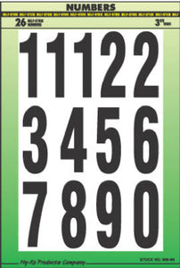 Hy-Ko MM-4N Vinyl Self Adhesive Packaged Numbers, 3", Black On White