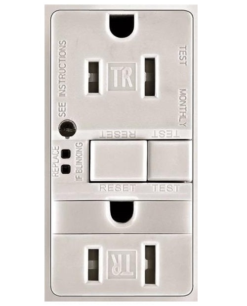 Arrow Hart TRSGFNL15W-K Self-Test GFCI/Nightlight Receptacle, White