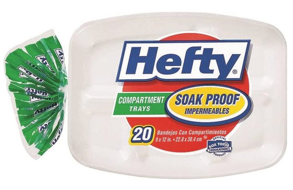 Hefty 00D23120 Compartment Tray, 9" x 12", 20-Count