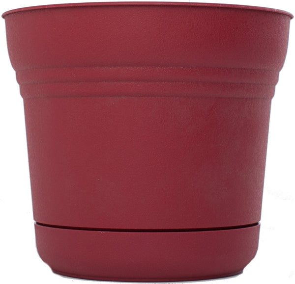 Bloem SP1212 Plastic Round Saturn Planter with Saucer, 12 Inch, Union Red