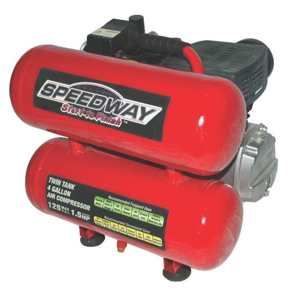 Speedway 7340 Twin Tank Oil Air Compressor, 4 Gallon, 1.5 HP