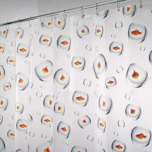 InterDesign 27080 Bubble Fish Shower Curtain, 72" x 72", Frosted