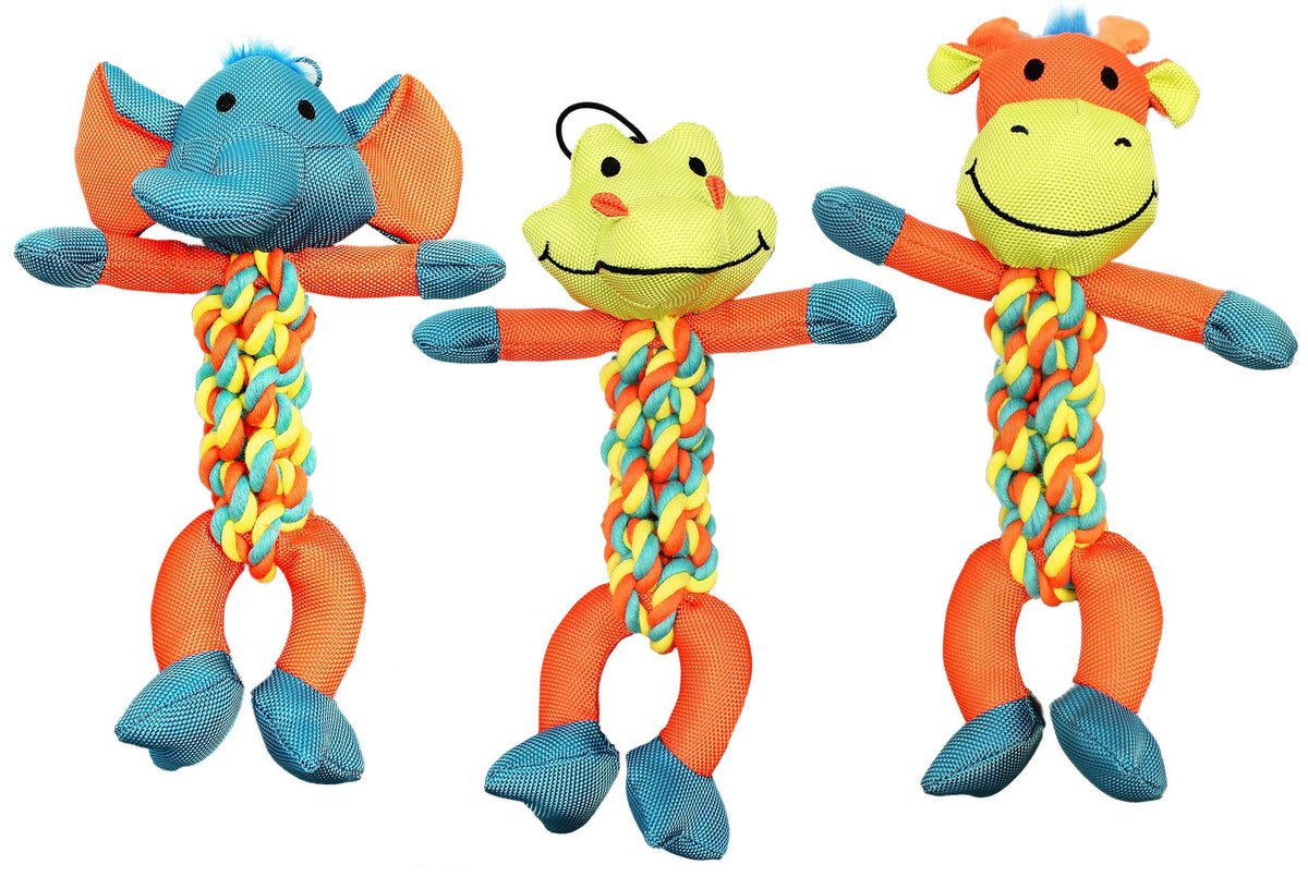 Chomper WB15636 Assorted Braided Rope Character Dog Toy