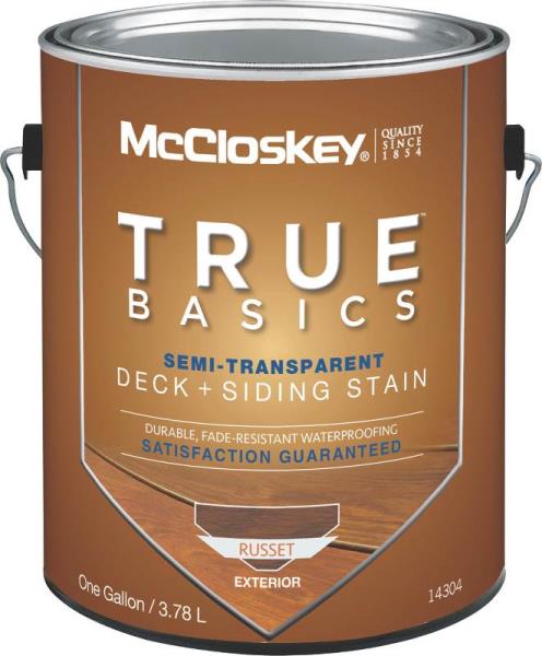 McCloskey 14304 True Basics Semi-Transparent Deck & Siding Stain, Gallon