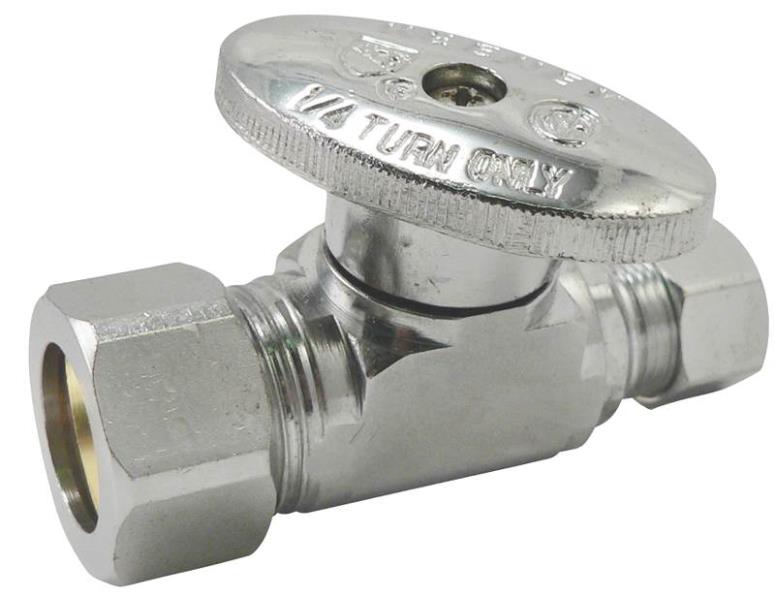 Plumb Pak PP2041PCLF Quarter Turn Straight Valve, 5/8" ODCT x 3/8" OD