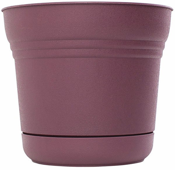 Bloem SP1229 Plastic Round Saturn Planter with Saucer, 12", Passion Fruit