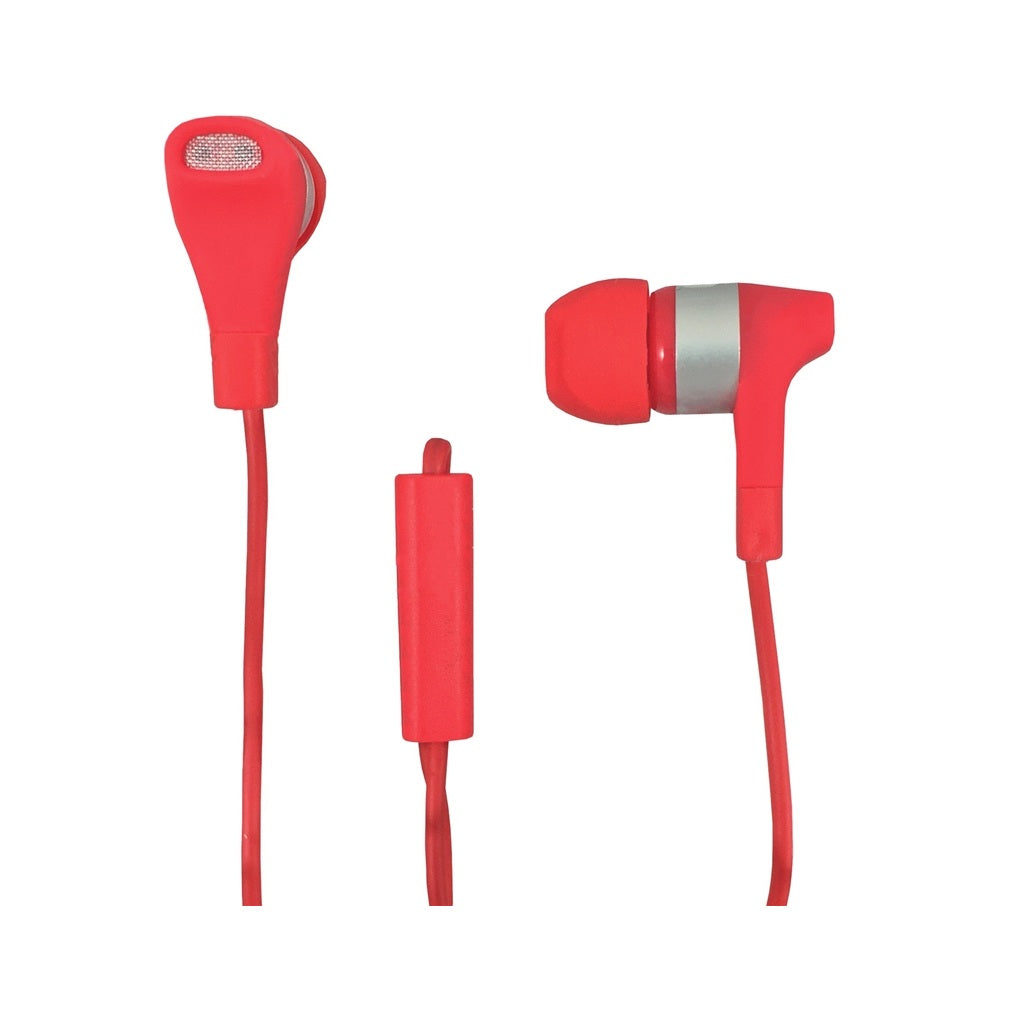 Zenith PM1001SER Stereo Earbuds With Microphone, Red