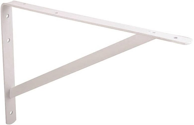 Prosource 21024PHL-PS L-Shaped Heavy-Duty Shelf Bracket, Steel, White, 12" x 8"